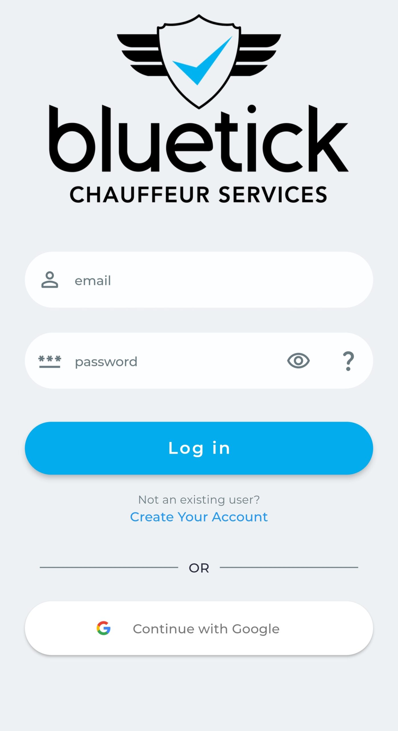 BT Chauffeur App Screenshot