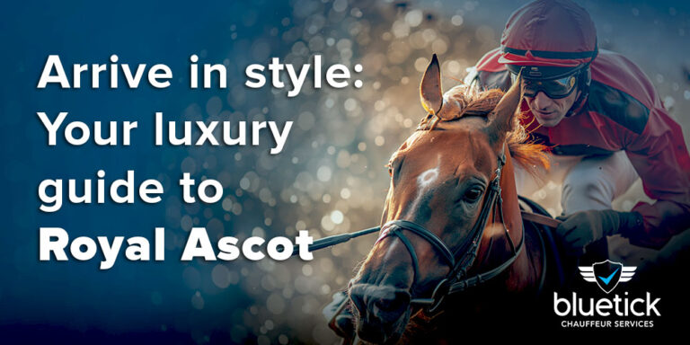 Luxury chauffeur car arriving at Royal Ascot 2025 with well-dressed guests stepping out